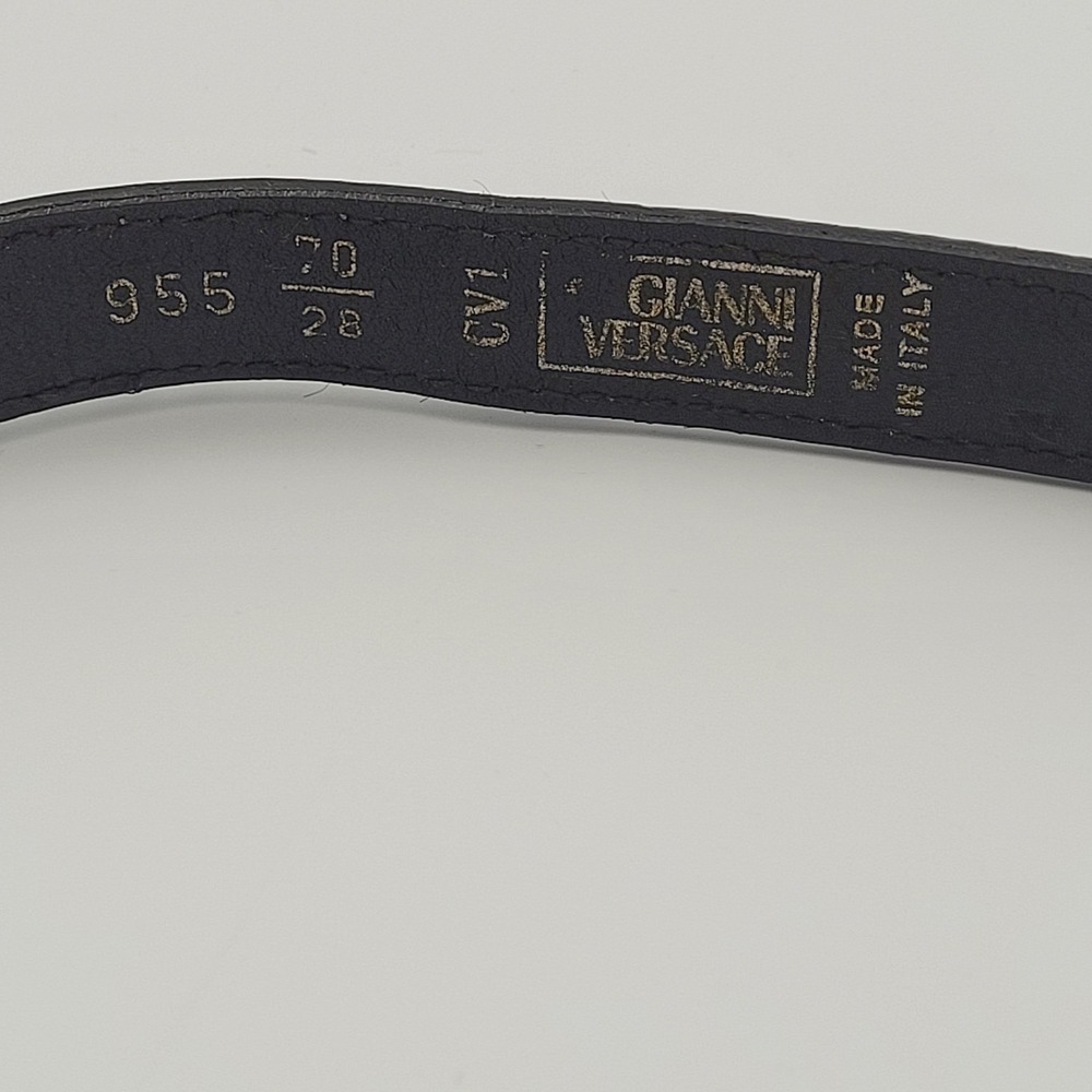 Gianni Versace Vintage Black Leather Pony Hair Medusa Head Belt 70/28 Silver - Picture 3 of 9